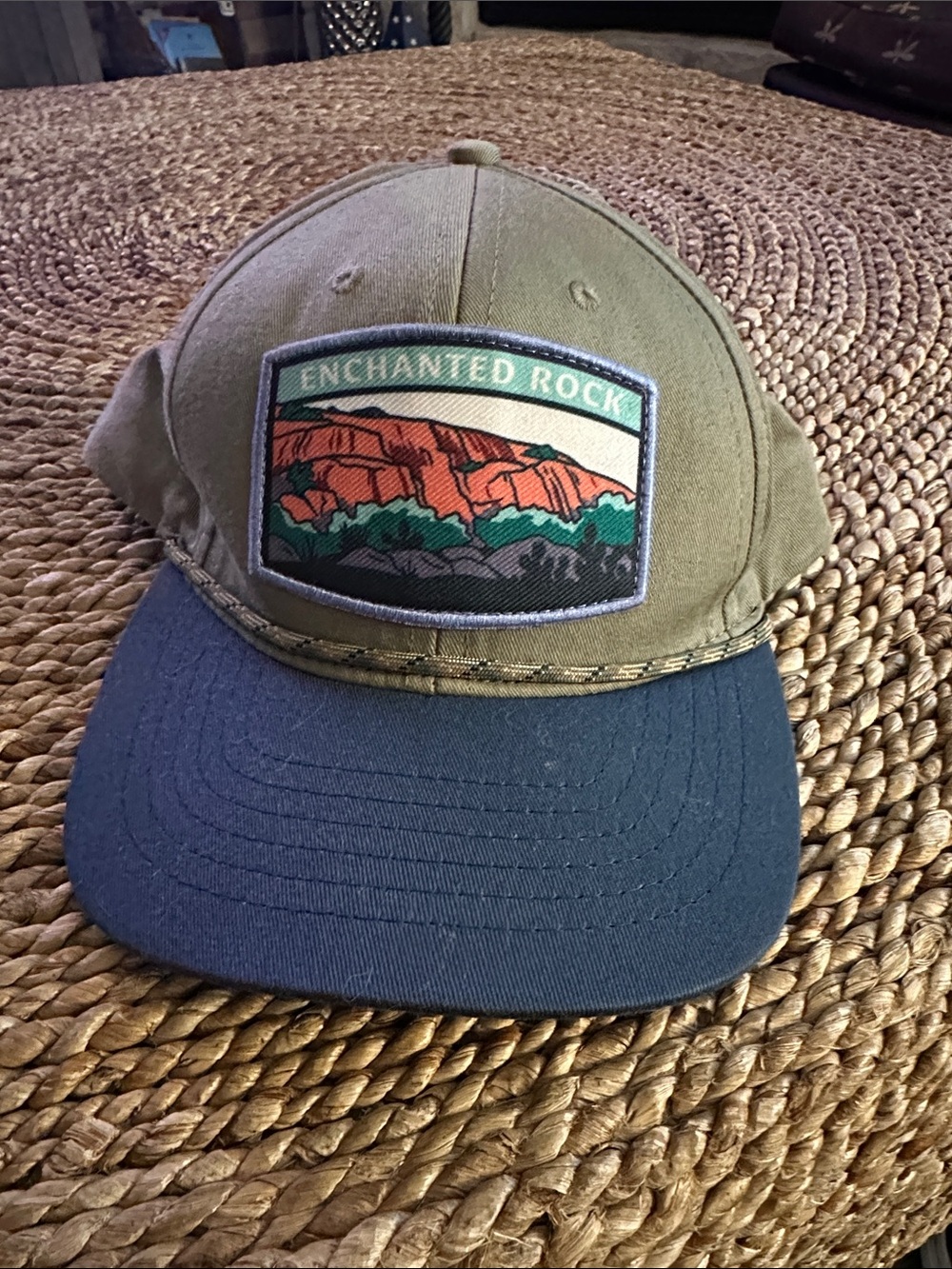 Sendero Enchanted Rock Embroidered Patch Cap in Olive & Navy